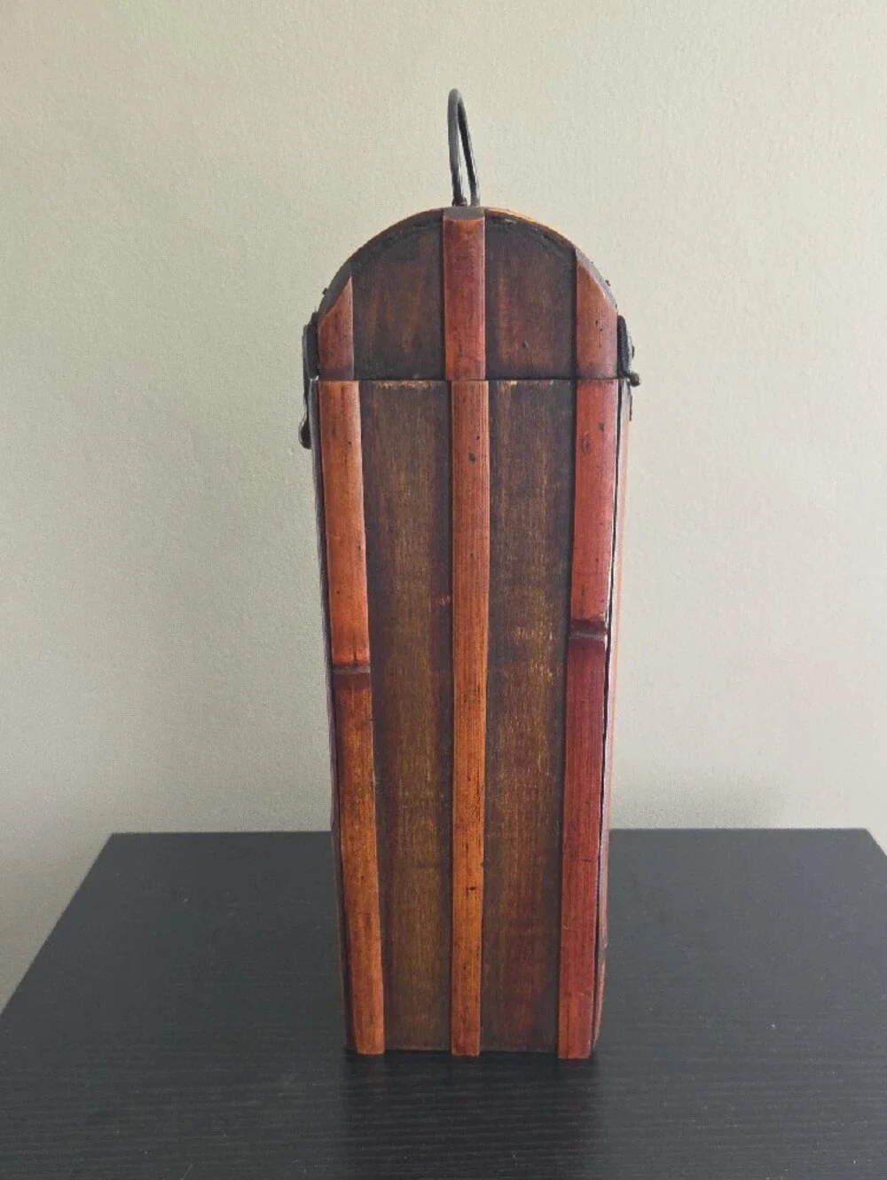 Vintage Woven Bamboo Hinged Wine Bottle Carrier
